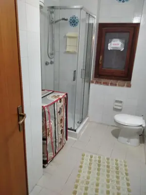a bathroom with a shower and a toilet at casale guidaloca in Castellammare del Golfo
