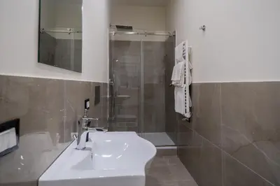 a bathroom with a sink and a shower at Amaris in Palermo