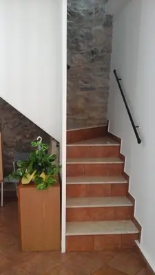 a staircase with a potted plant and a stair case at Casa Vacanza Da Sofì in Cerda