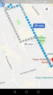 a screenshot of a google map of a train at Large Room e Small Private Bathroom Between Mondello Beach and Old Town! Free Park! in Palermo