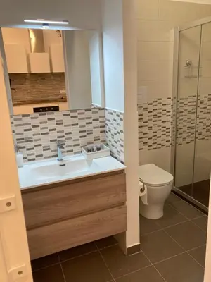 a bathroom with a sink and a toilet at Teatro Apartments Giardino Inglese in Palermo