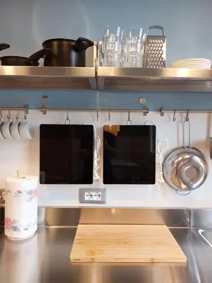 a stove in a kitchen with a counter top at Piazza Mondello Lifestyle Home Palermo in Mondello