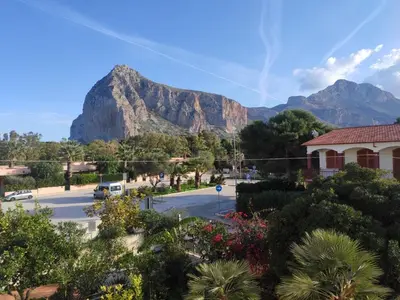 a view of the table mountain from the hotel at Casa Ciccio in San Vito lo Capo