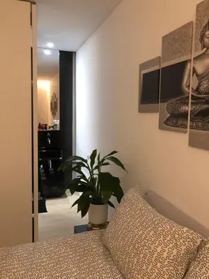 a bedroom with a bed and a potted plant at Lux Apartment in Historical Center of Palermo in Palermo