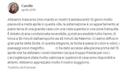 a screenshot of a post with a screenshot of a text message at Villa Dora con piscina in Trappeto