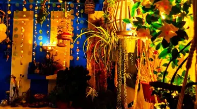 a room with a bunch of potted plants and lights at AlCasart in Alcamo