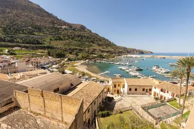 a view of a harbor with boats in the water at La Casetta di Giò! in Castellammare del Golfo