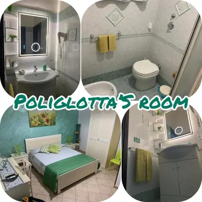 a bathroom with a bed a sink and a toilet at B&B Poliglotta in Castelluzzo