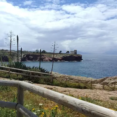 a view of a body of water with a fence at Sea life Terrasini in Terrasini