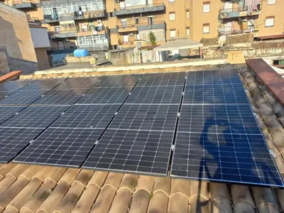 a roof with a lot of solar panels on it at Hotel d'Orleans in Palermo
