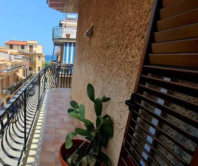 a plant in a pot sitting on a balcony at A Casa di Sasy in Palermo