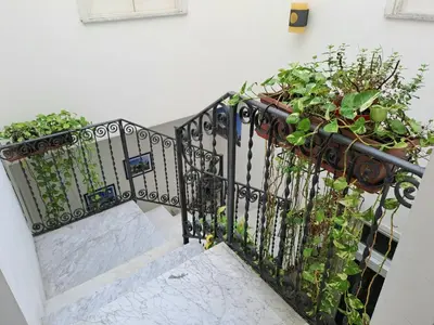 a stair railing with potted plants on it at Ai Tintori in Palermo