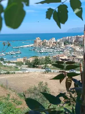 a view of a harbor with boats in the water at Casa vacanze A&G in Castellammare del Golfo