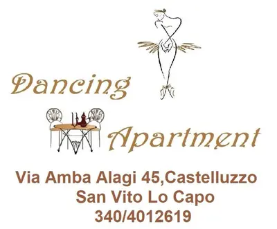 a sign for a restaurant with a woman and a table at Dancing Apartment in Castelluzzo