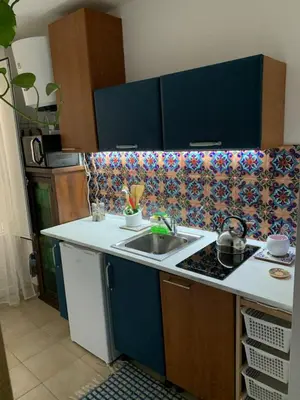 a small kitchen with a sink and a stove at La Giara in Palermo