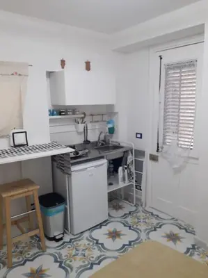a small kitchen with a sink and a counter at Oneto Apartment in Palermo