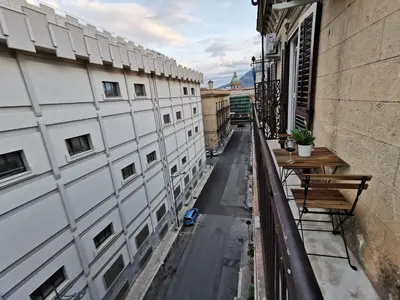 a view of an empty street from a building at Dagnino House - Luxury apartment in the center of Palermo in Palermo