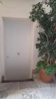 a room with a white door and a potted plant at Casa vacanza Gio in Palermo