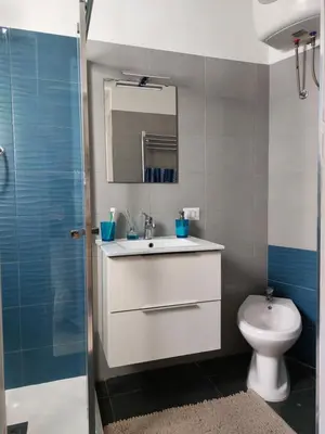 a bathroom with a sink and a toilet at Salsedine Apartment in Palermo