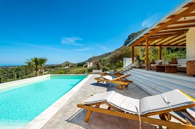 a villa with a swimming pool with a view at Villa Bellacosa con Piscina Privata vista mare in Castellammare del Golfo